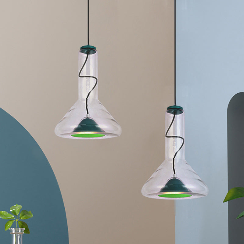 Blue/Rose Gold Conical Led Hanging Lamp With Funnel Shade Blue