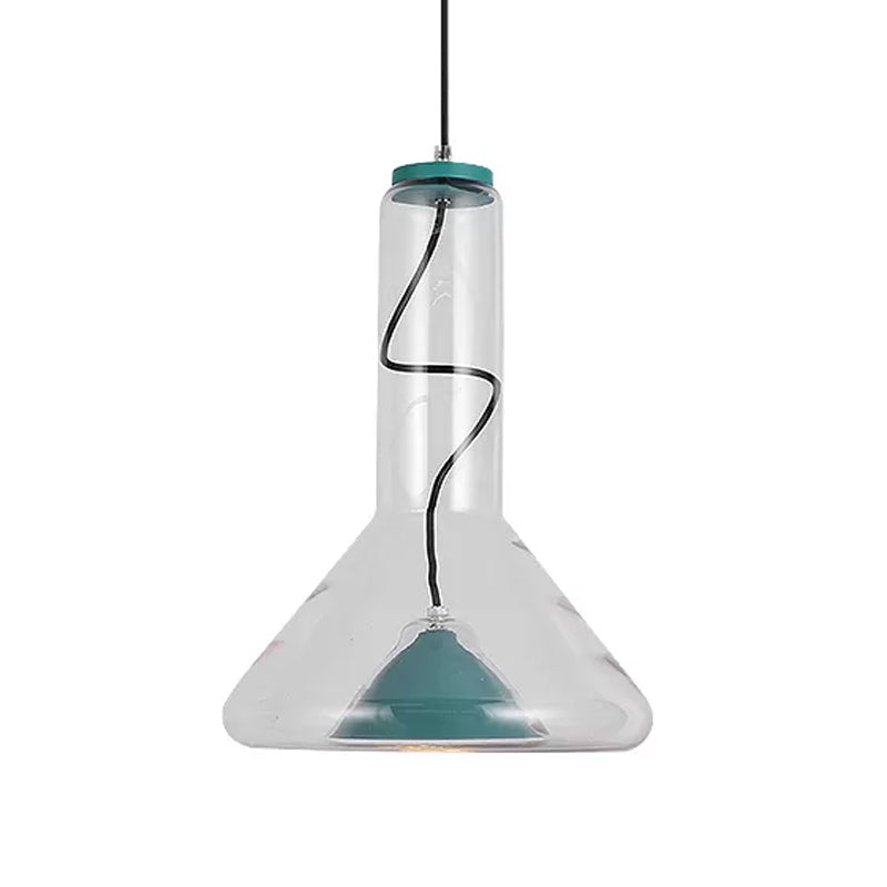 Blue/Rose Gold Conical Led Hanging Lamp With Funnel Shade