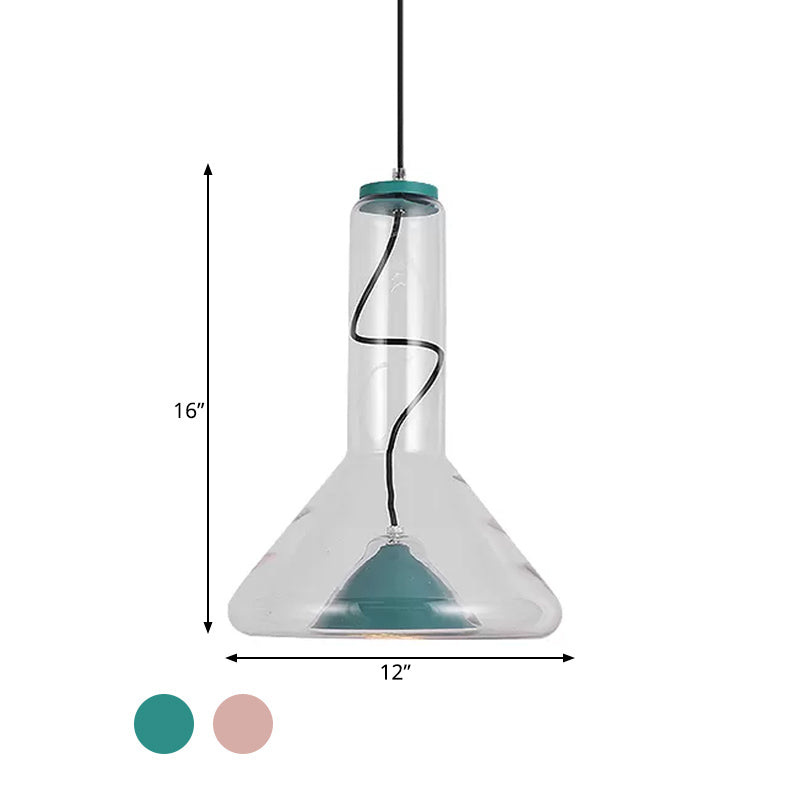 Blue/Rose Gold Conical Led Hanging Lamp With Funnel Shade