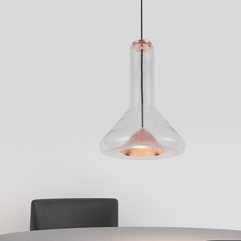 Macaron Style Hanging Lamp - Blue/Rose Gold Iron LED Pendant Light with Extra Outer Funnel Shade