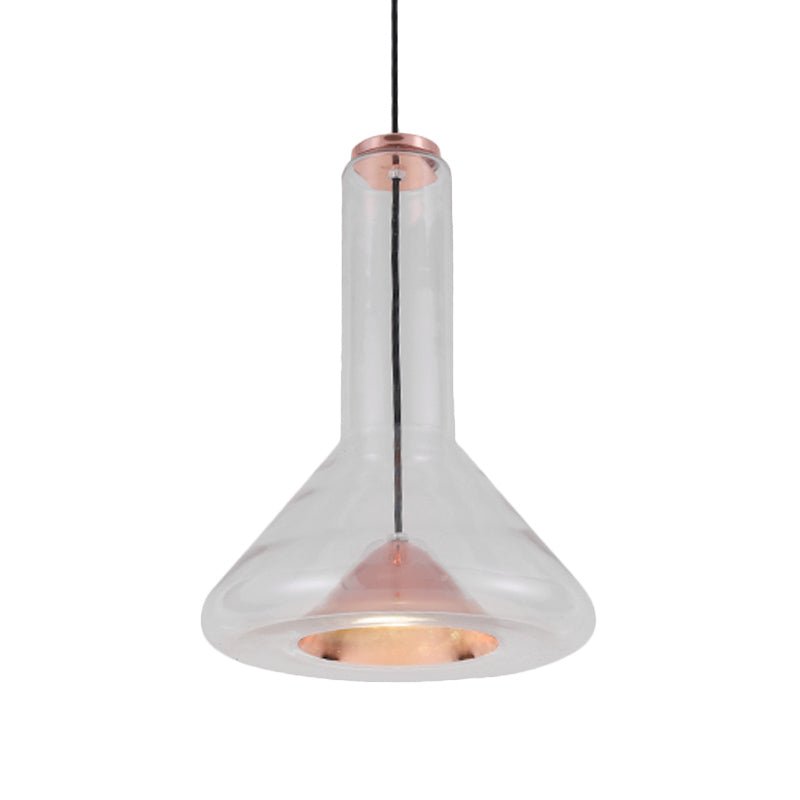 Blue/Rose Gold Conical Led Hanging Lamp With Funnel Shade