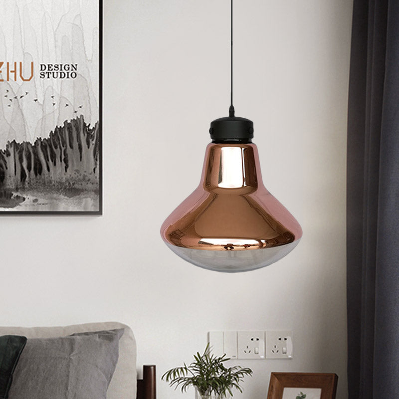 Copper Mirrored Glass Pendant Light for Dining Room - Modernist Design with 1-Light Suspension