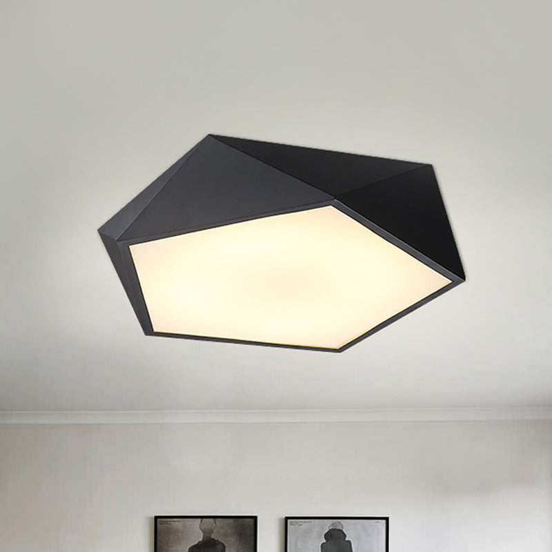 Modernist 3D Pentagon Flushmount Acrylic LED Ceiling Flush Light in Black - 16.5/20.5/24.5 Inches Wide - Bedroom Fixture with Warm/White Light