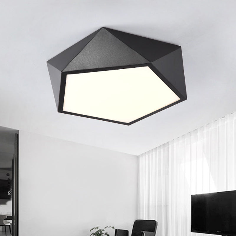 Modernist 3D Pentagon Flushmount Acrylic LED Ceiling Flush Light in Black - 16.5/20.5/24.5 Inches Wide - Bedroom Fixture with Warm/White Light
