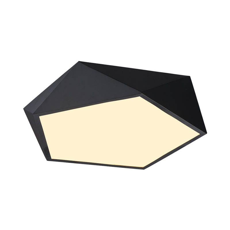 Modernist 3D Pentagon Flushmount Acrylic LED Ceiling Flush Light in Black - 16.5/20.5/24.5 Inches Wide - Bedroom Fixture with Warm/White Light