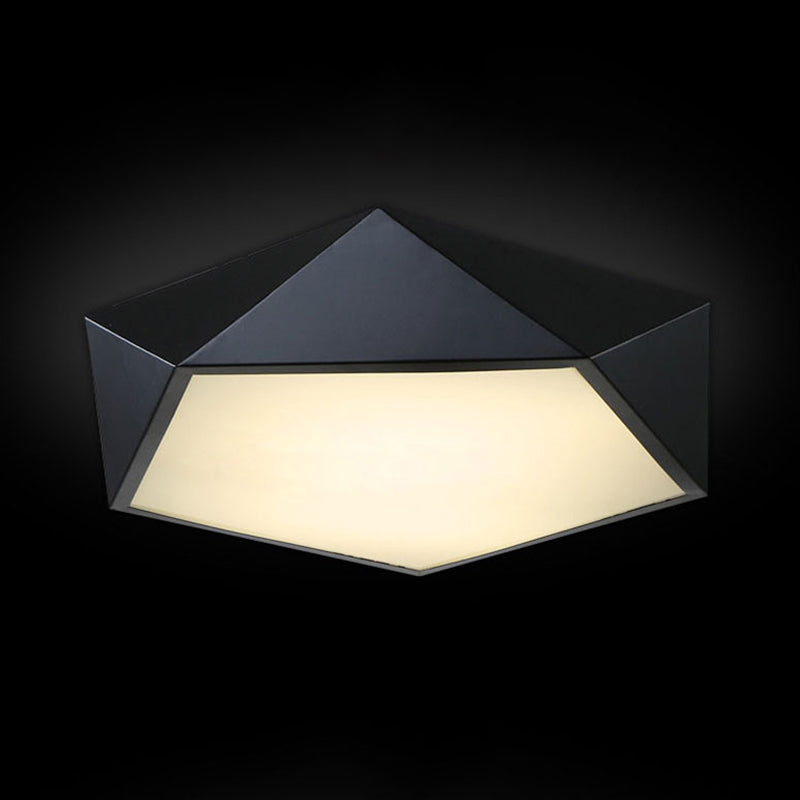 Modernist 3D Pentagon Flushmount Acrylic LED Ceiling Flush Light in Black - 16.5/20.5/24.5 Inches Wide - Bedroom Fixture with Warm/White Light