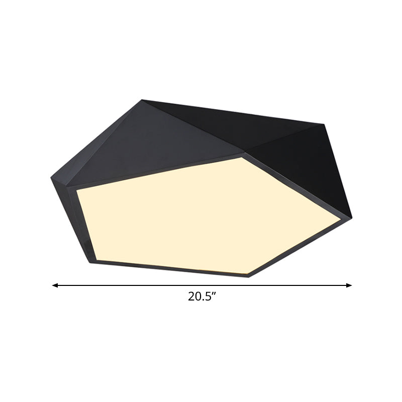 Modernist 3D Pentagon Flushmount Acrylic LED Ceiling Flush Light in Black - 16.5/20.5/24.5 Inches Wide - Bedroom Fixture with Warm/White Light