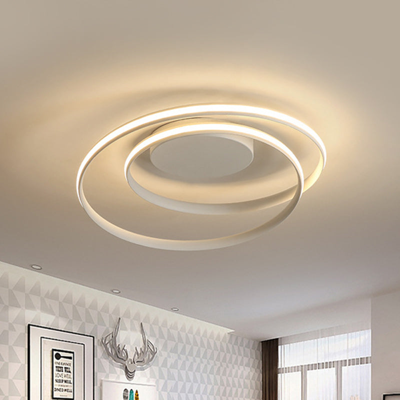 LED Twist Flush Mount Ceiling Light in Simplicity Black/White Aluminum Housing - Warm/White/3 Color Light for Rental Homes