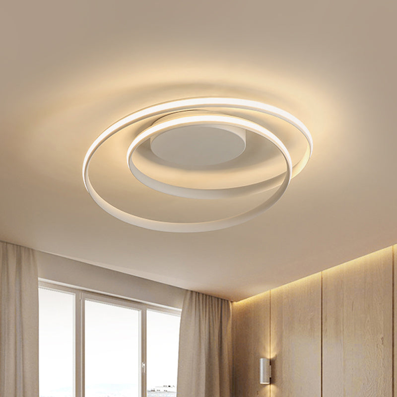 LED Twist Flush Mount Ceiling Light in Simplicity Black/White Aluminum Housing - Warm/White/3 Color Light for Rental Homes