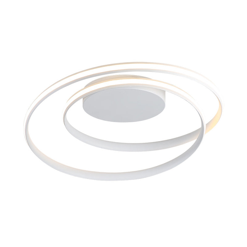 LED Twist Flush Mount Ceiling Light in Simplicity Black/White Aluminum Housing - Warm/White/3 Color Light for Rental Homes