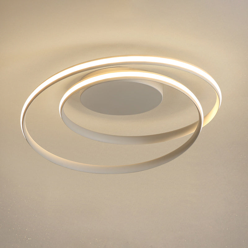 LED Twist Flush Mount Ceiling Light in Simplicity Black/White Aluminum Housing - Warm/White/3 Color Light for Rental Homes