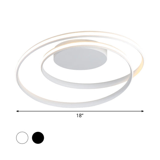 Led Twist Flush Mount Ceiling Light In Simplicity Black/White Aluminum Housing - Warm/White/3 Color