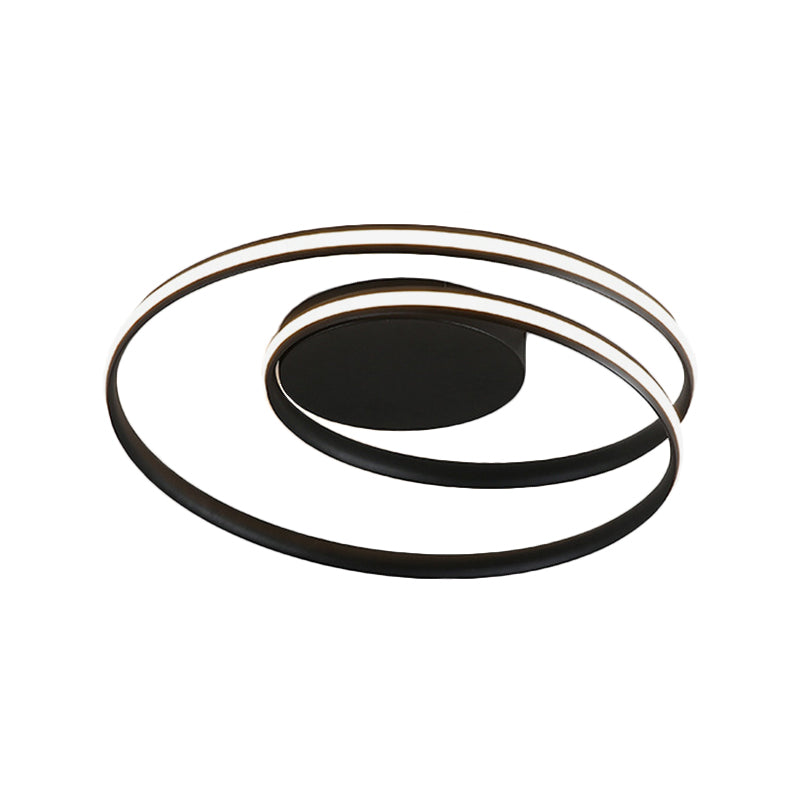 LED Twist Flush Mount Ceiling Light in Simplicity Black/White Aluminum Housing - Warm/White/3 Color Light for Rental Homes