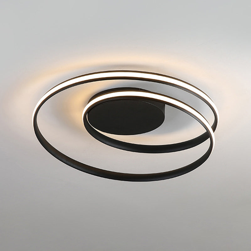 LED Twist Flush Mount Ceiling Light in Simplicity Black/White Aluminum Housing - Warm/White/3 Color Light for Rental Homes