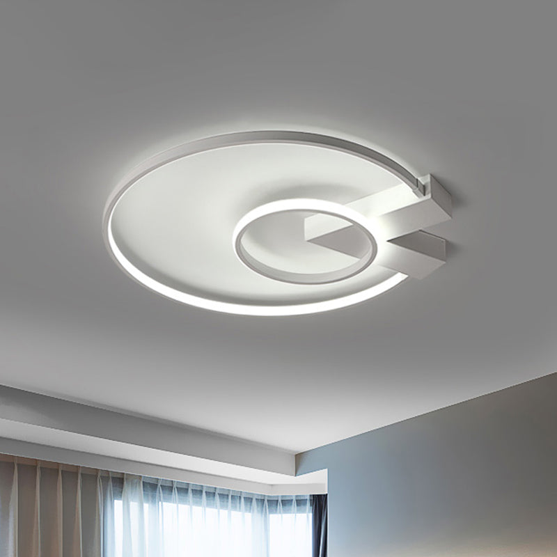 Contemporary White/Gold LED Ceiling Flush Mount with Chic 2-Circle Design
