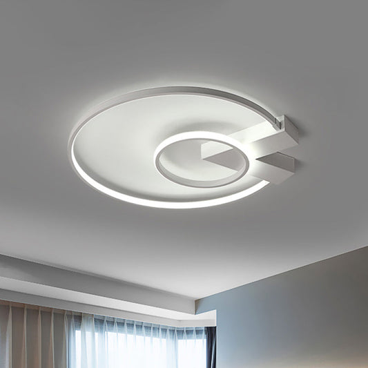 Contemporary White/Gold LED Ceiling Flush Mount with Chic 2-Circle Design