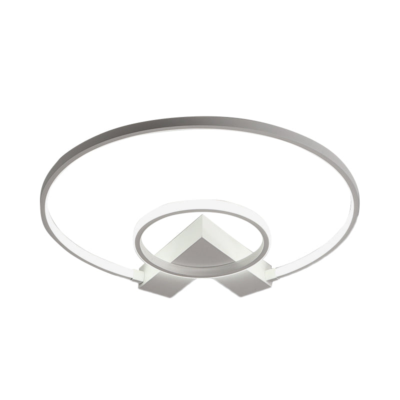 Contemporary White/Gold LED Ceiling Flush Mount with Chic 2-Circle Design