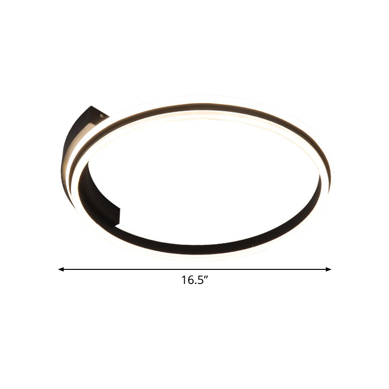 Minimal Black Acrylic Hoop Ceiling Light - 16.5"/20.5" Wide LED Flush Mount Recessed Lighting in Warm/White Light