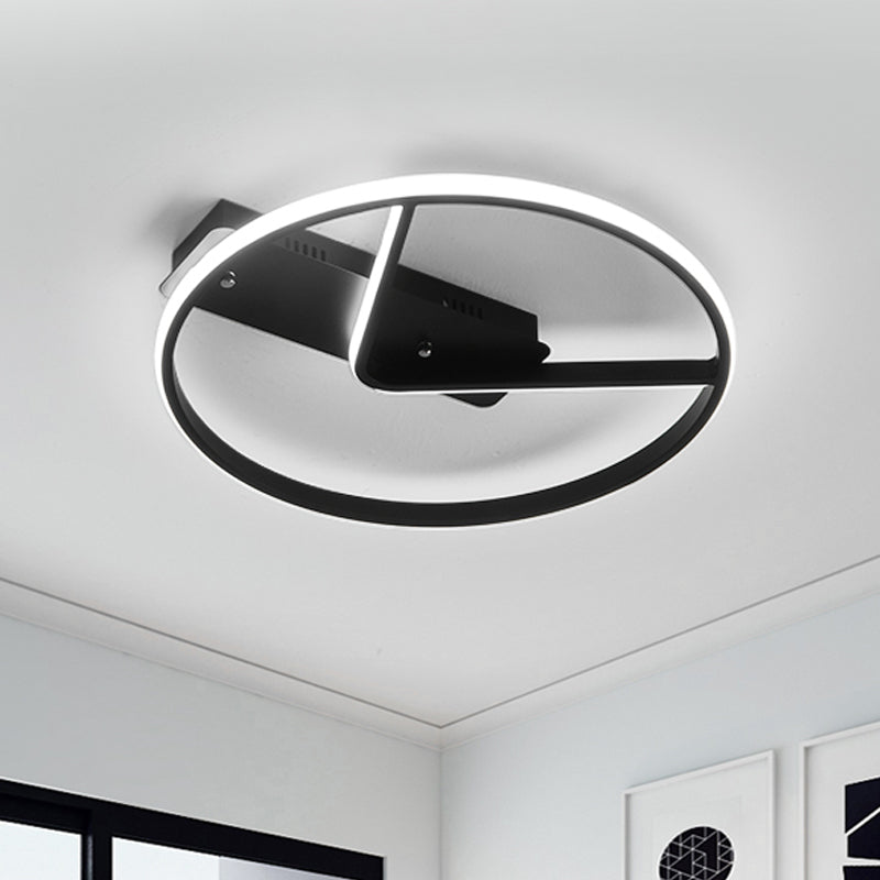 Sleek Black LED Flush Mount Ceiling Light – 18"/23.5" Wide, Warm/White Options