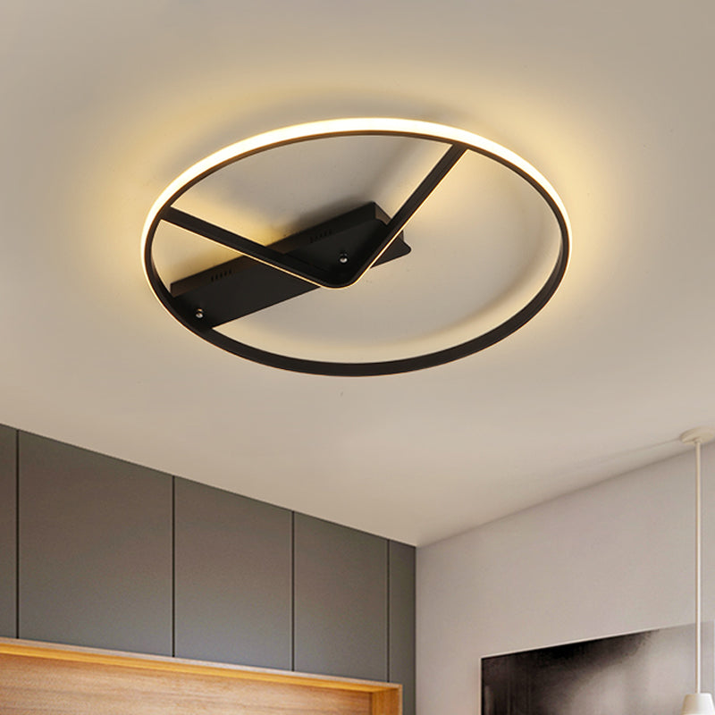 Sleek Black LED Flush Mount Ceiling Light – 18"/23.5" Wide, Warm/White Options