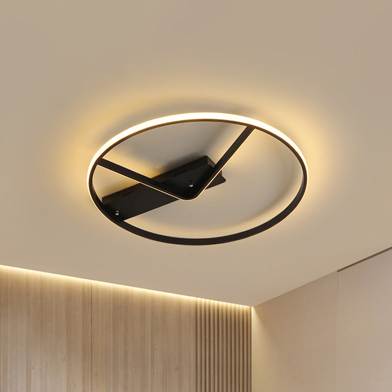Sleek Black LED Flush Mount Ceiling Light – 18"/23.5" Wide, Warm/White Options