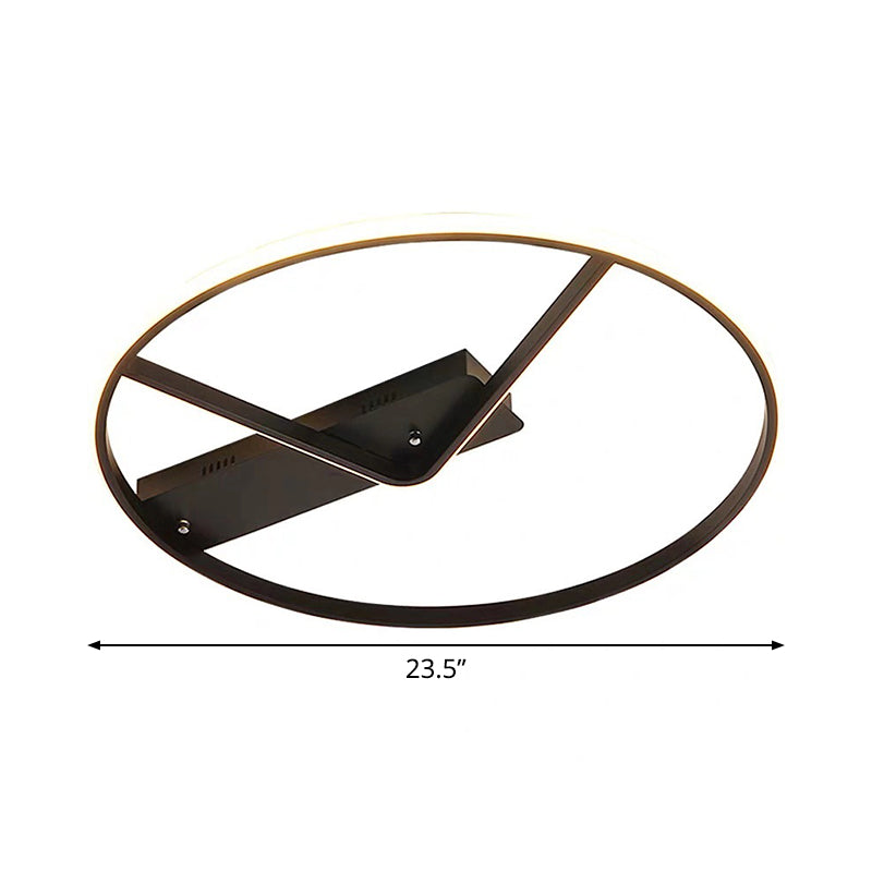 Sleek Black LED Flush Mount Ceiling Light – 18"/23.5" Wide, Warm/White Options
