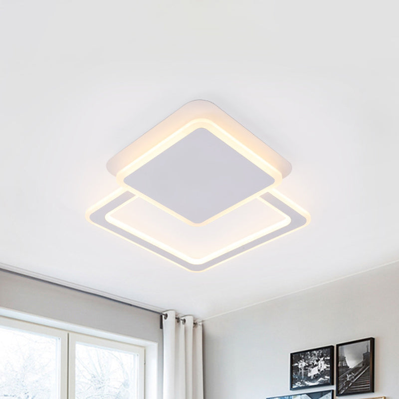 Modern White LED Ceiling Flush Light for Living Room - Round/Square Acrylic Simplicity Flushmount Fixture