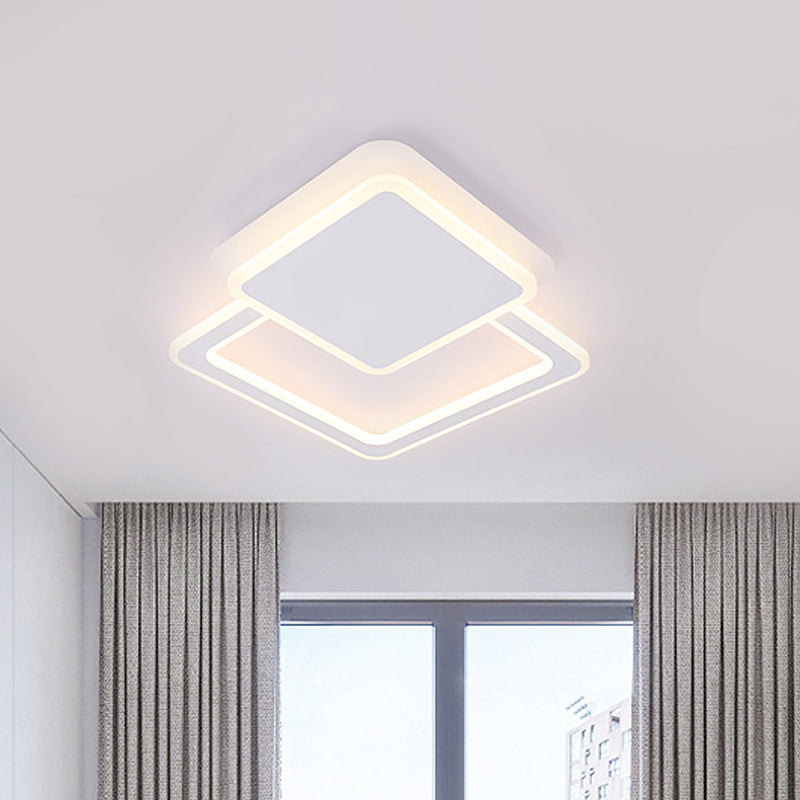 Modern White LED Ceiling Flush Light for Living Room - Round/Square Acrylic Simplicity Flushmount Fixture