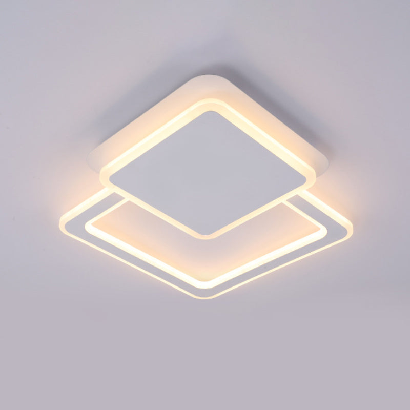Modern White LED Ceiling Flush Light for Living Room - Round/Square Acrylic Simplicity Flushmount Fixture