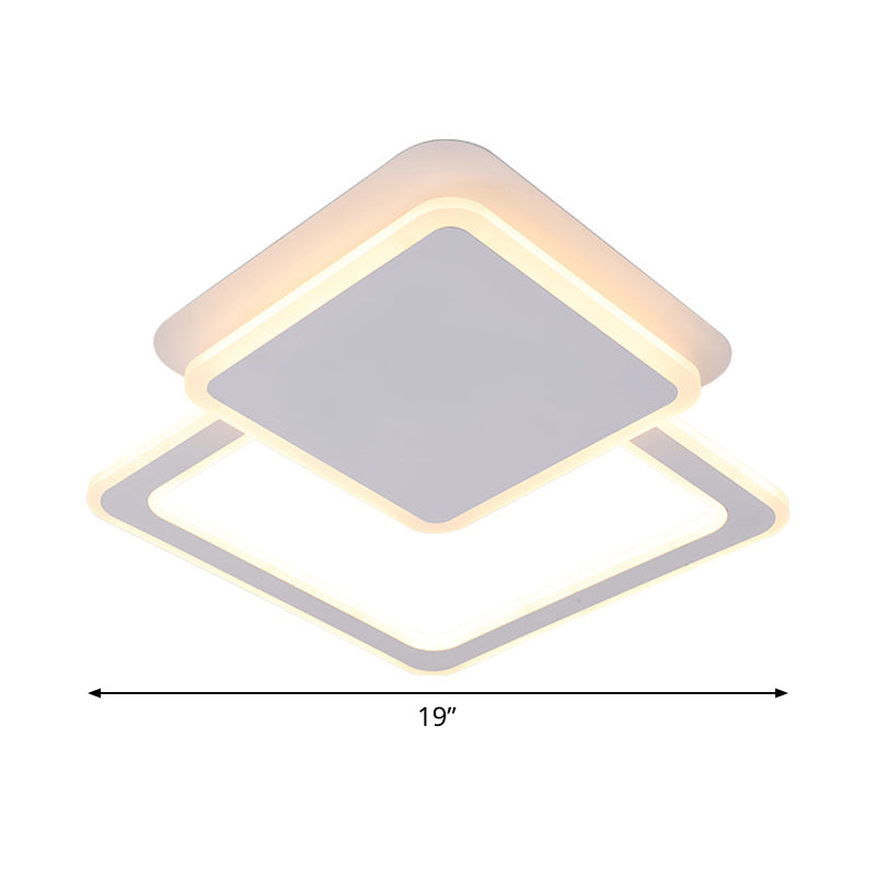 Modern White LED Ceiling Flush Light for Living Room - Round/Square Acrylic Simplicity Flushmount Fixture