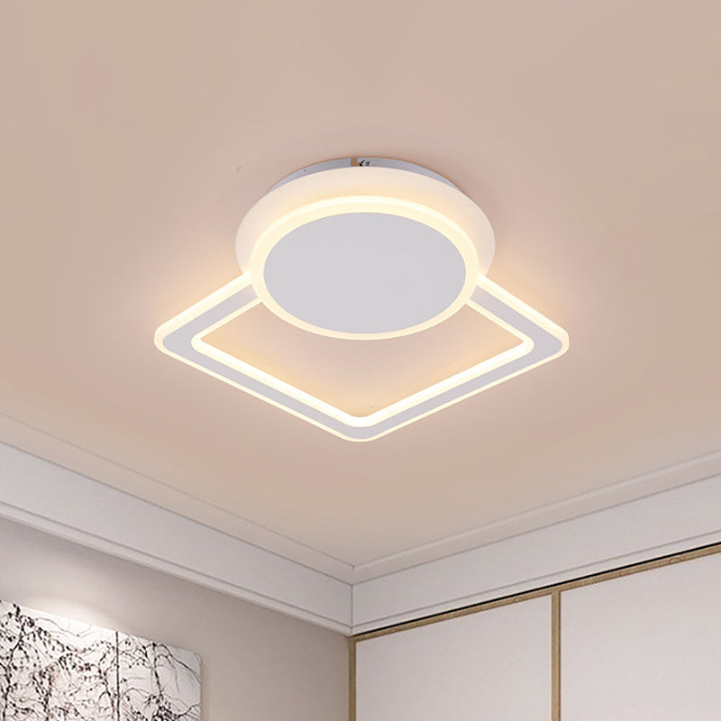 Modern White LED Ceiling Flush Light for Living Room - Round/Square Acrylic Simplicity Flushmount Fixture