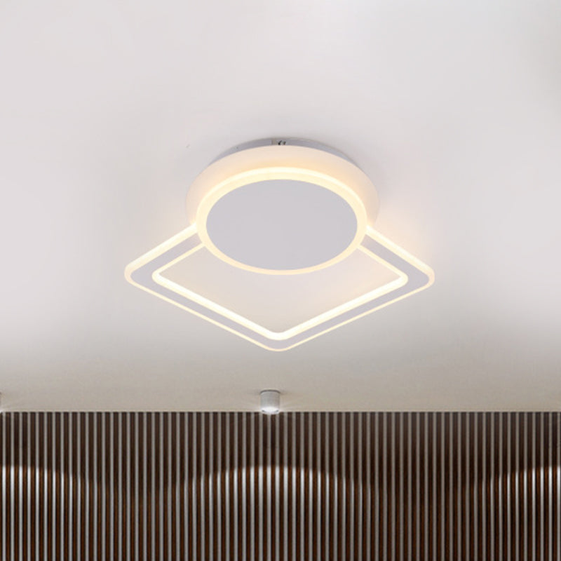 Modern White LED Ceiling Flush Light for Living Room - Round/Square Acrylic Simplicity Flushmount Fixture
