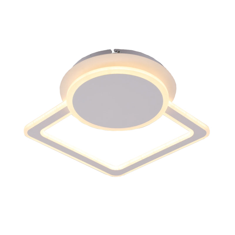 Modern White LED Ceiling Flush Light for Living Room - Round/Square Acrylic Simplicity Flushmount Fixture