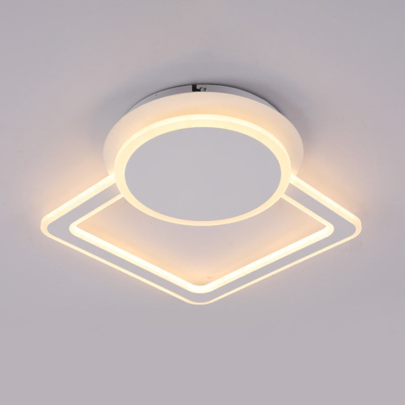 Modern White LED Ceiling Flush Light for Living Room - Round/Square Acrylic Simplicity Flushmount Fixture