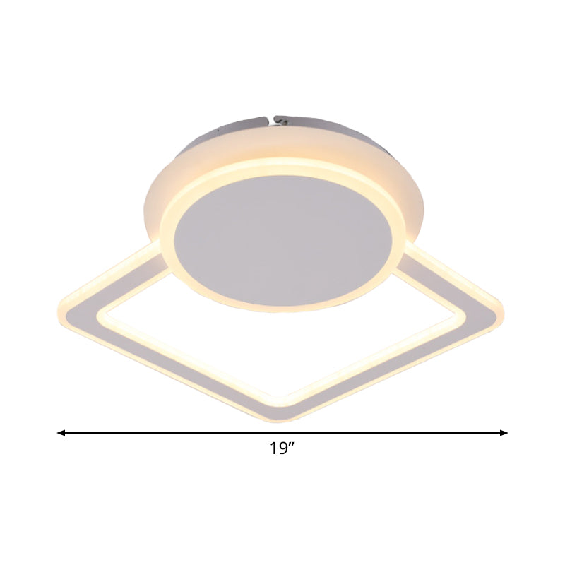 Modern White LED Ceiling Flush Light for Living Room - Round/Square Acrylic Simplicity Flushmount Fixture