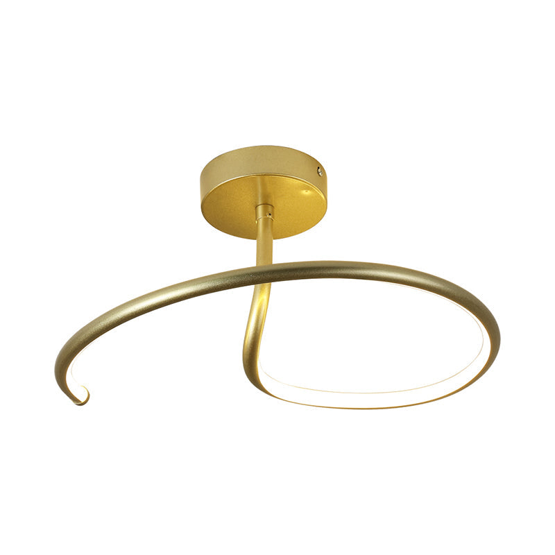 Golden Curl LED Flush Mount Ceiling Light Simple Acrylic 16"/19.5" Wide Flush Mount Lighting Fixture