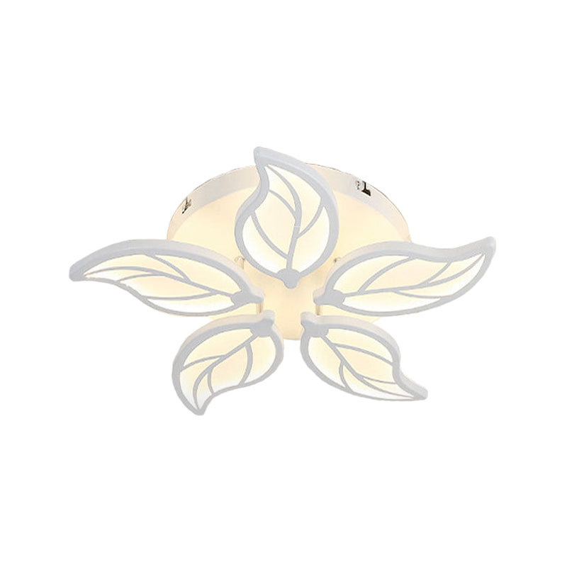 Contemporary 1/2-Tier Acrylic Flush Ceiling Lamp with Leaf Design and Warm/White LED Light (22"/27" Wide)