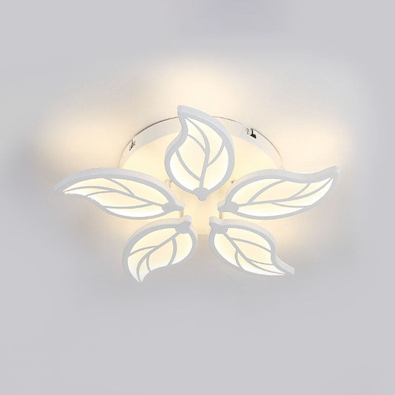 Contemporary 1/2-Tier Acrylic Flush Ceiling Lamp with Leaf Design and Warm/White LED Light (22"/27" Wide)
