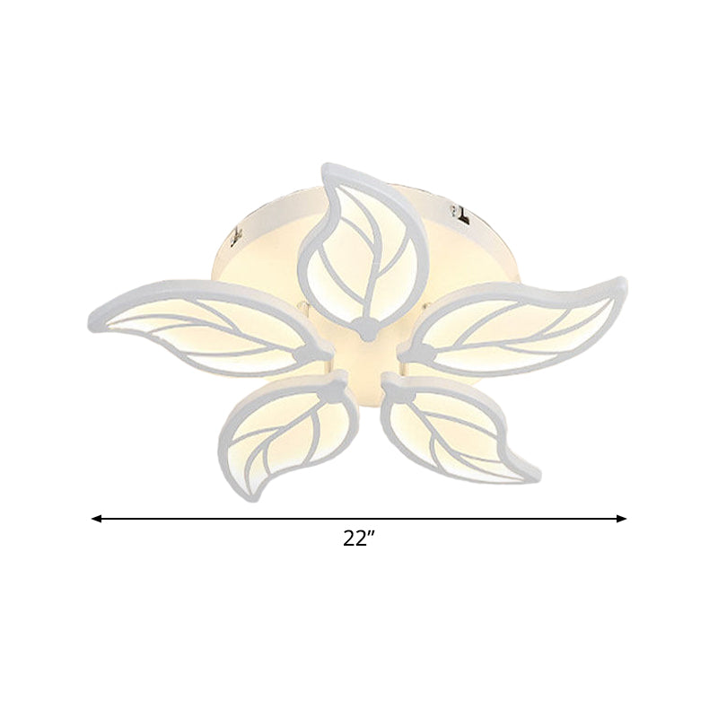 Contemporary 1/2-Tier Acrylic Flush Ceiling Lamp with Leaf Design and Warm/White LED Light (22"/27" Wide)
