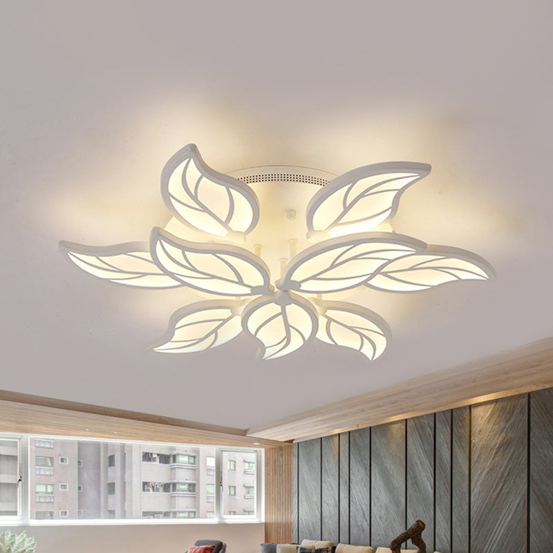 Contemporary 1/2-Tier Acrylic Flush Ceiling Lamp with Leaf Design and Warm/White LED Light (22"/27" Wide)