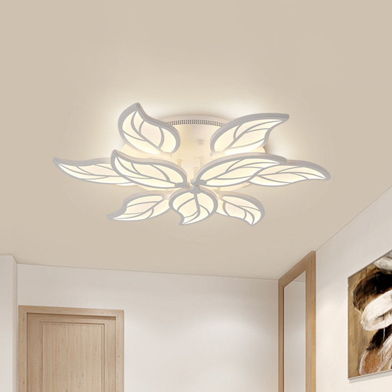 Contemporary 1/2-Tier Acrylic Flush Ceiling Lamp with Leaf Design and Warm/White LED Light (22"/27" Wide)
