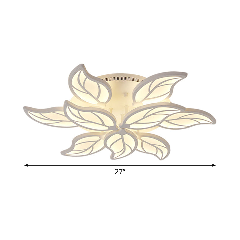 Contemporary 1/2-Tier Acrylic Flush Ceiling Lamp with Leaf Design and Warm/White LED Light (22"/27" Wide)