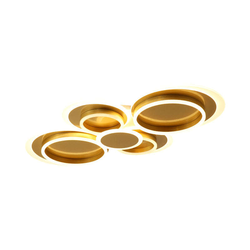 Gold Iron Ceiling Flush Mount LED Light for Parlor - Mid-Century Style with Warm/White Light