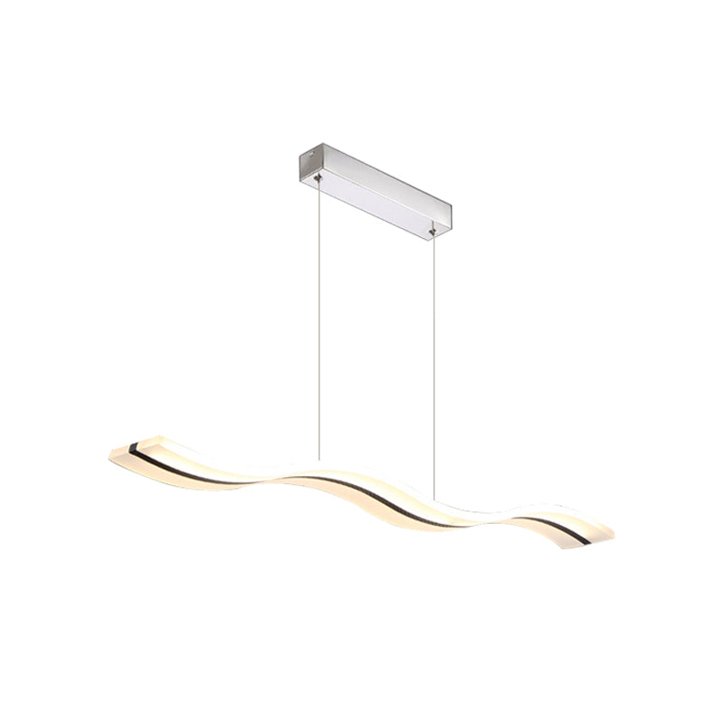 Modern Wavy Pendant LED Light in White for Office Ceiling - Sleek Acrylic Minimalist Design