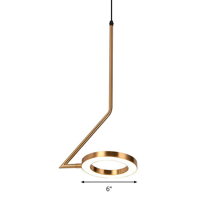 Rotatable Gold Loop Drop Pendant LED Hanging Light Kit, Stylish Iron with Zigzag Shaped Arm