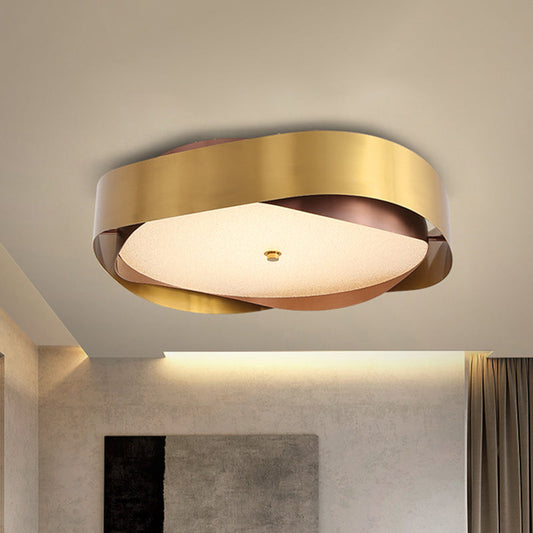 Modern Acrylic Gold LED Ceiling Flush Mount Light with Stainless Steel Frame