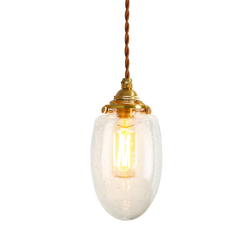 Golden Clear Crackle Glass 1-Light Ceiling Lamp For Bedroom