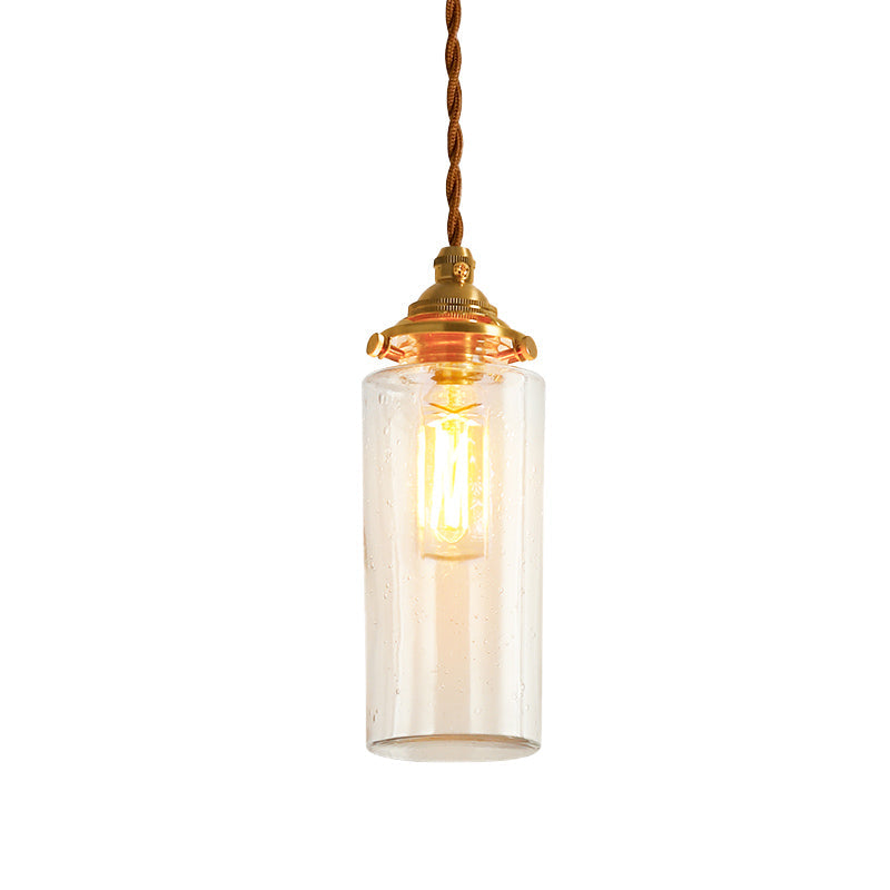 Golden Clear Crackle Glass 1-Light Ceiling Lamp For Bedroom