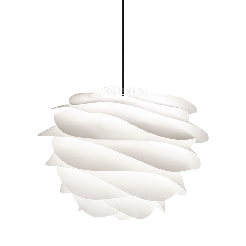 White Modernist Layered Petals Pendant - 1-Light Acrylic Ceiling Lamp