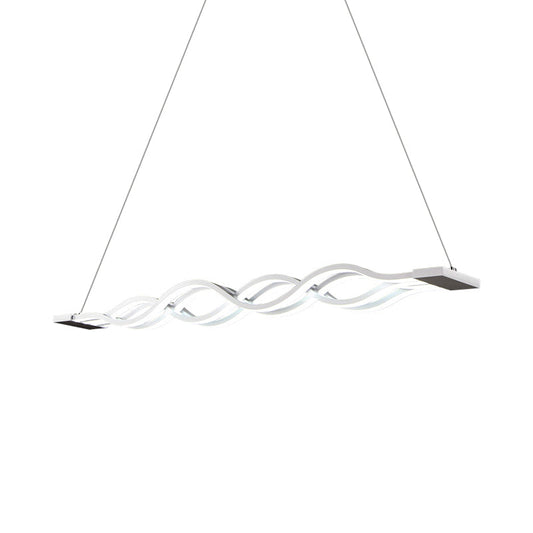Iron Surge Linear Chandelier With Minimal White Led Pendant Lamp - Warm/White Light